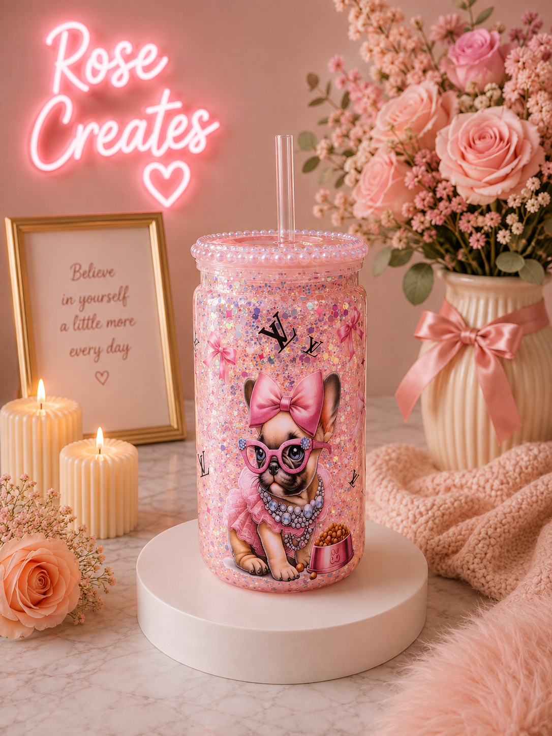 Posh pup 16oz snowglobe tumbler